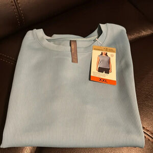Mondetta Ladies' Soft Ribbed Short Sleeve Active Top, Adriatic Blue XXL